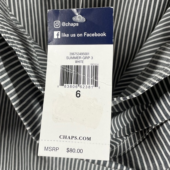 NEW Chaps Skirt Womens 6 black stripe faux wrap straight midi preppy casual - Picture 6 of 11